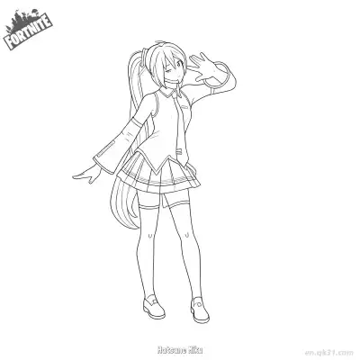 初音未来 1简笔画 素描 涂鸦 - 免费可打印堡垒之夜 下载PDF – 免费可打印简笔画涂色画